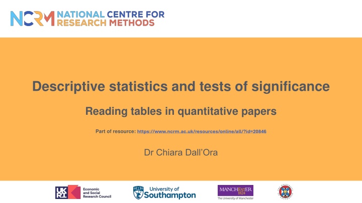 descriptive statistics and tests of significance n.w