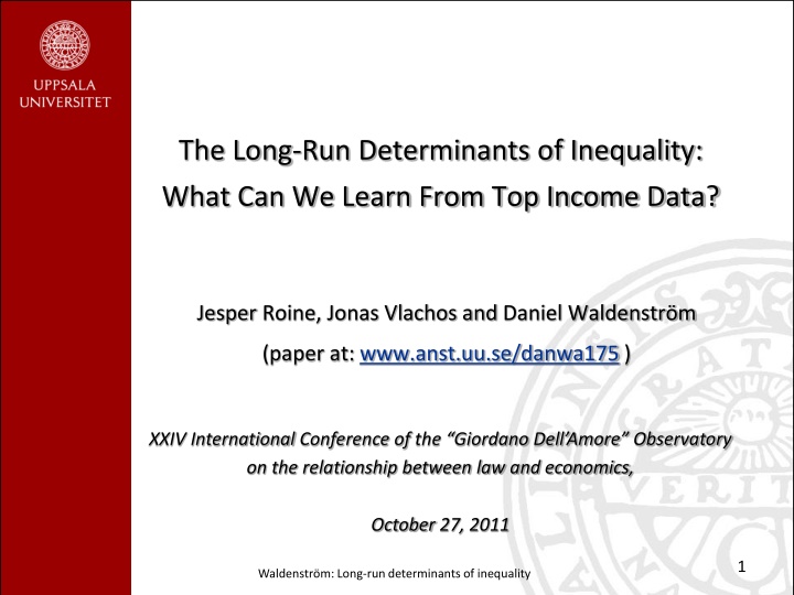 the long run determinants of inequality n.w