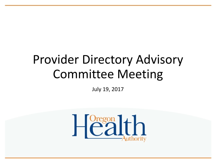 provider directory advisory committee meeting n.w