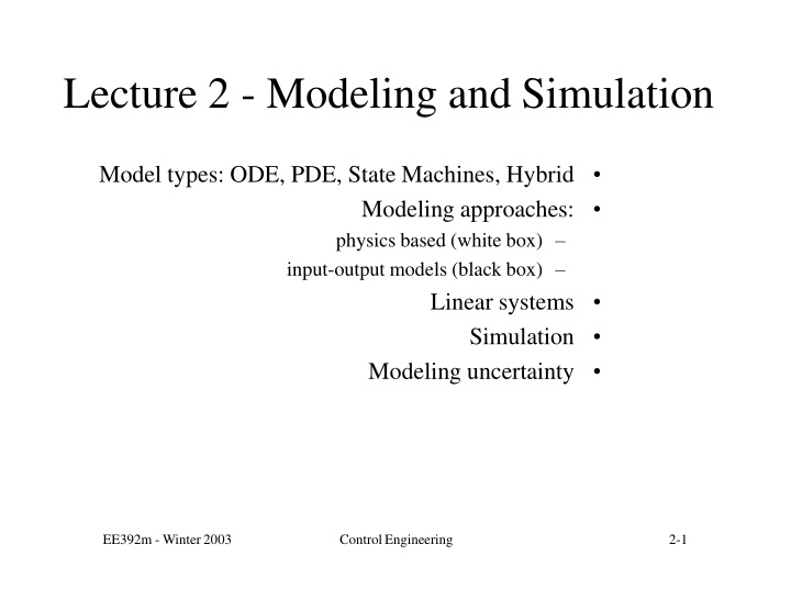 lecture 2 modeling and simulation n.w