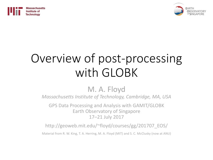 overview of post processing with globk n.w