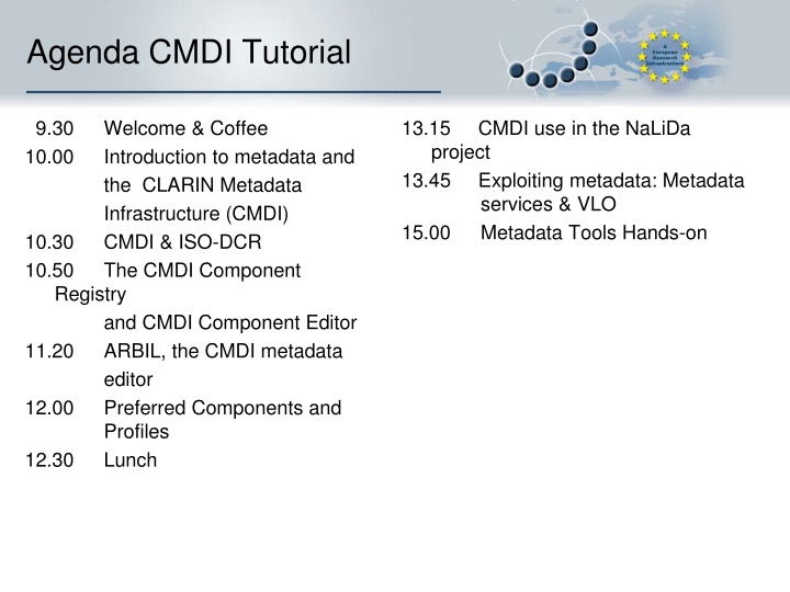 agenda cmdi tutorial n.w
