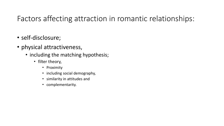 factors affecting attraction in romantic n.w