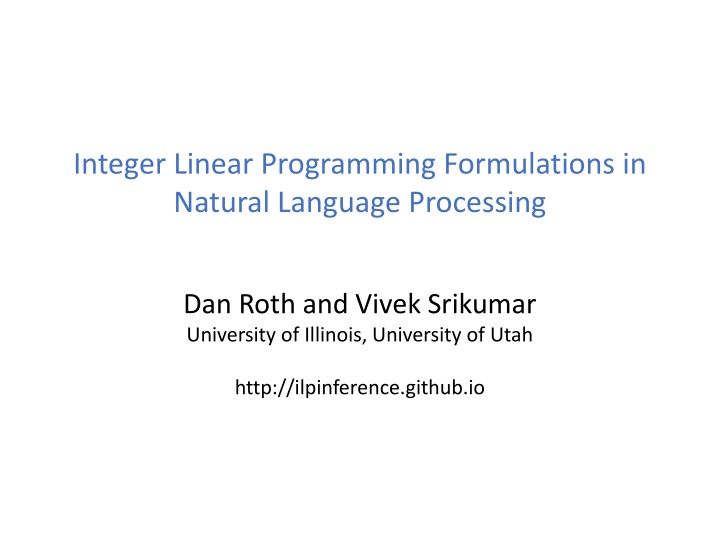 integer linear programming formulations n.w