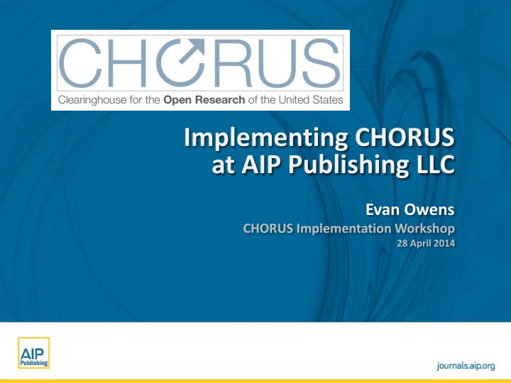 implementing chorus at aip publishing llc n.w