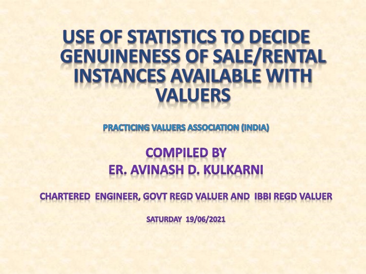 use of statistics to decide genuineness of sale n.w