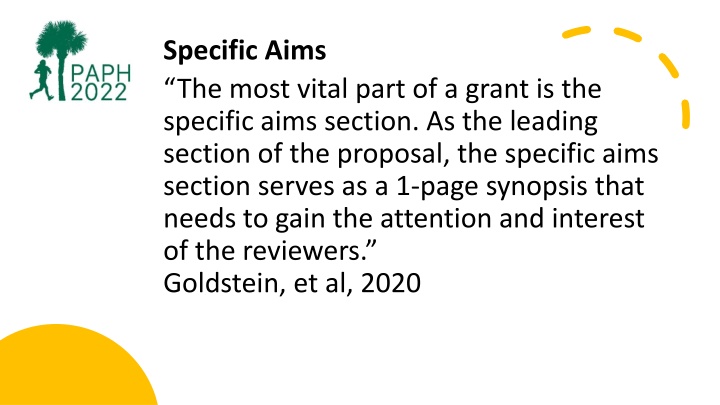 specific aims the most vital part of a grant n.w
