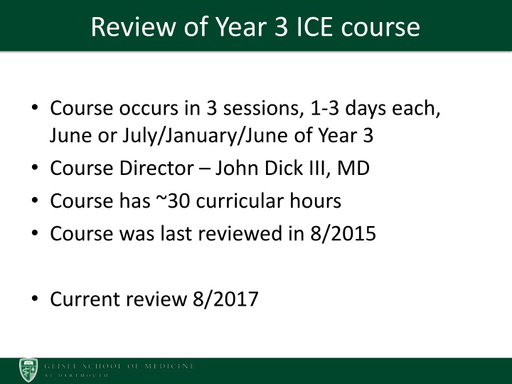 review of year 3 ice course n.w