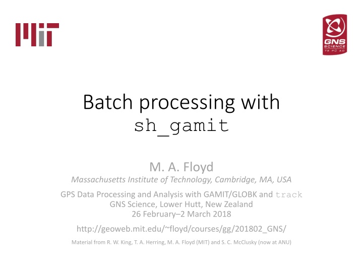 batch processing with sh gamit n.w