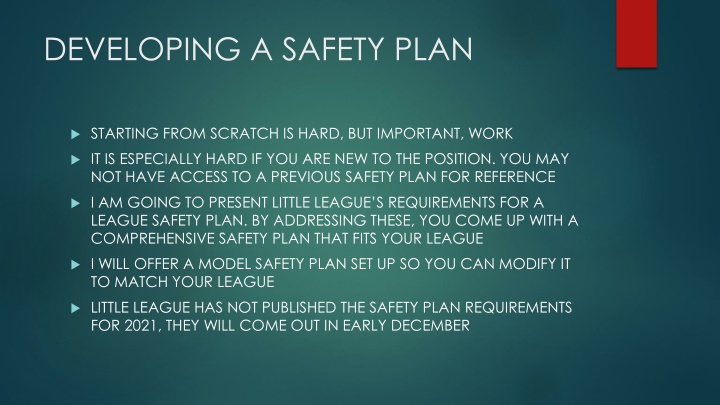 developing a safety plan n.w