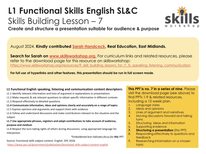 Structuring a Presentation for Audience Impact