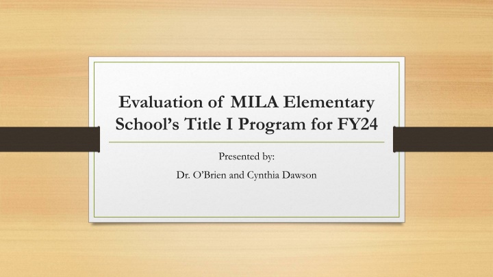 evaluation of mila elementary school s title n.w