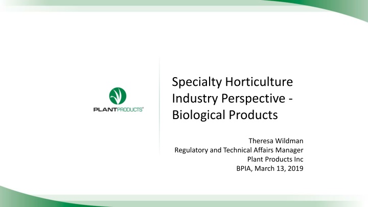 specialty horticulture industry perspective n.w