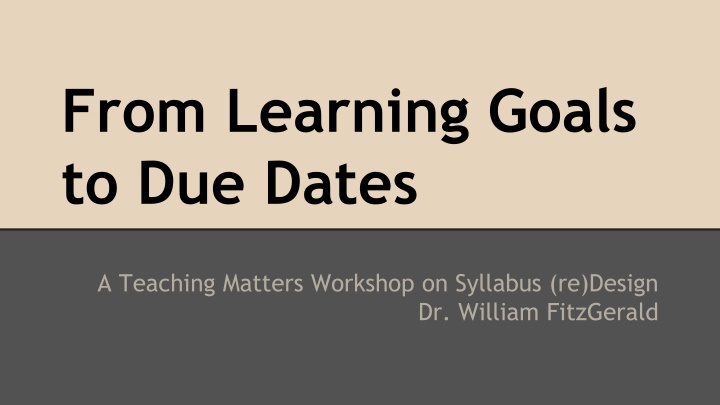 from learning goals to due dates n.w