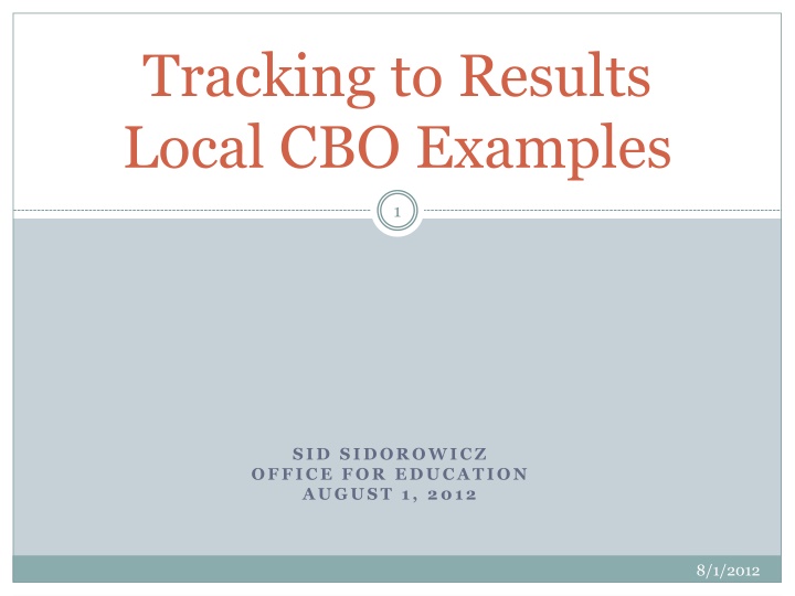 tracking to results local cbo examples n.w