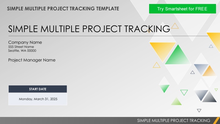 simple multiple project tracking template n.w