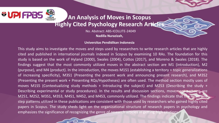 Analysis of Moves in Highly Cited Psychology Research Articles