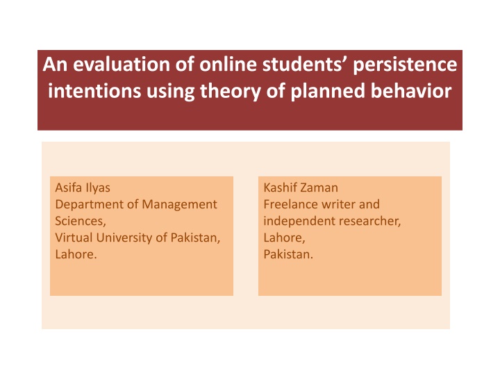 an evaluation of online students persistence n.w