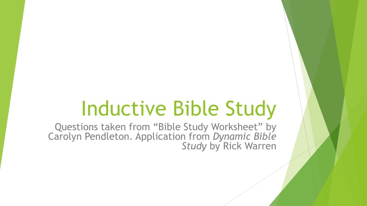inductive bible study questions taken from bible n.w