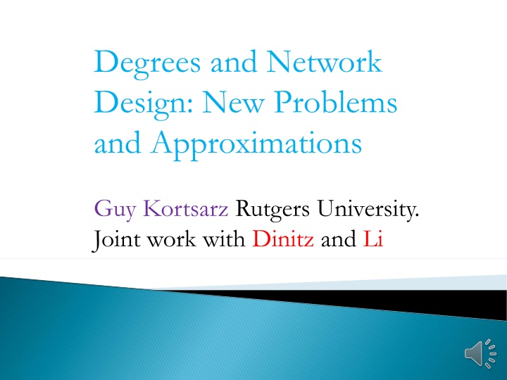degrees and network design new problems n.w
