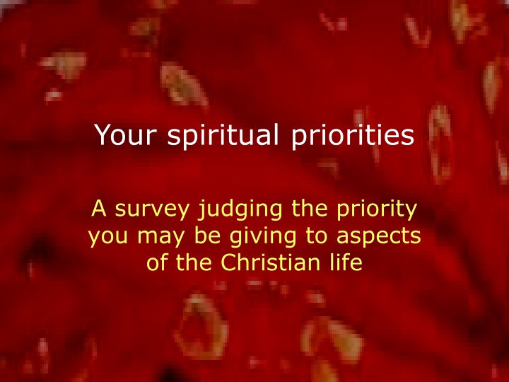 your spiritual priorities n.w