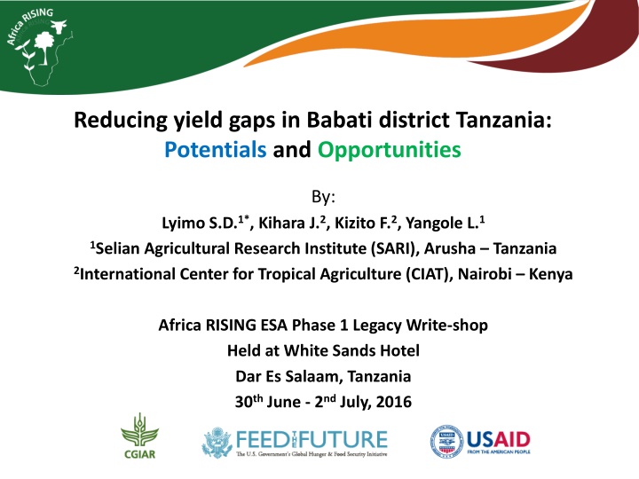 reducing yield gaps in babati district tanzania n.w