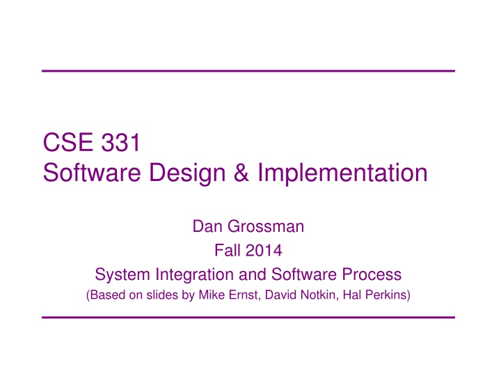 cse 331 software design implementation n.w
