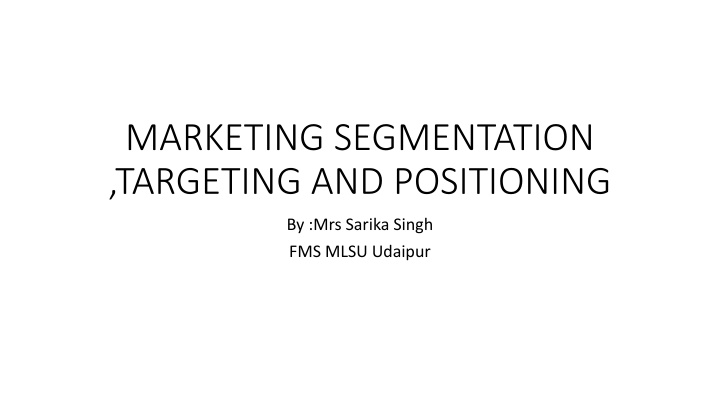 marketing segmentation targeting and positioning n.w