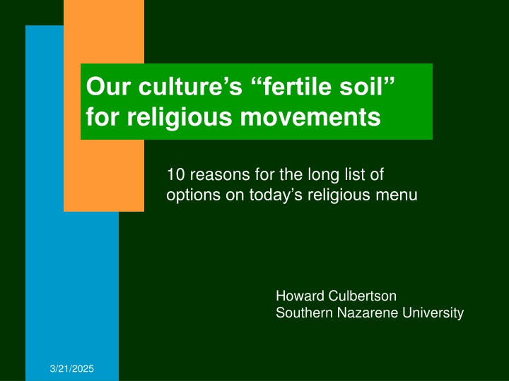 Cultural Factors Affecting Today's Religious Landscape