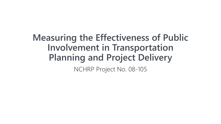 measuring the effectiveness of public involvement n.w