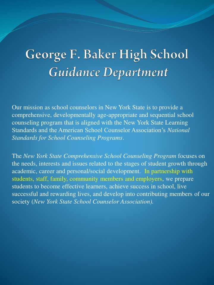 our mission as school counselors in new york n.w