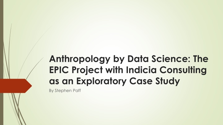 anthropology by data science the epic project n.w