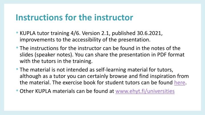 instructions for the instructor n.w