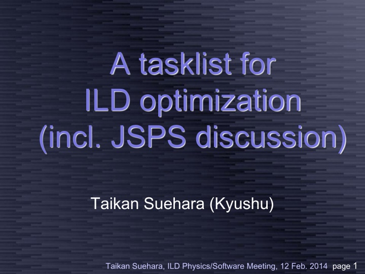 a tasklist for ild optimization incl jsps n.w