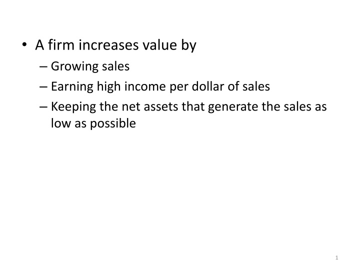 a firm increases value by growing sales earning n.w