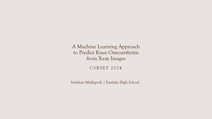 a machine learning approach to predict knee n.w