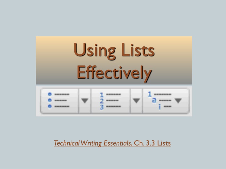 using lists effectively n.w