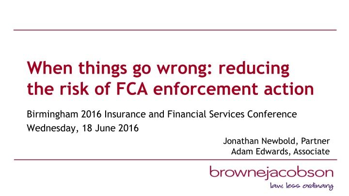 when things go wrong reducing the risk n.w