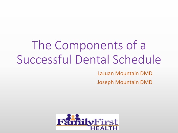 the components of a successful dental schedule n.w
