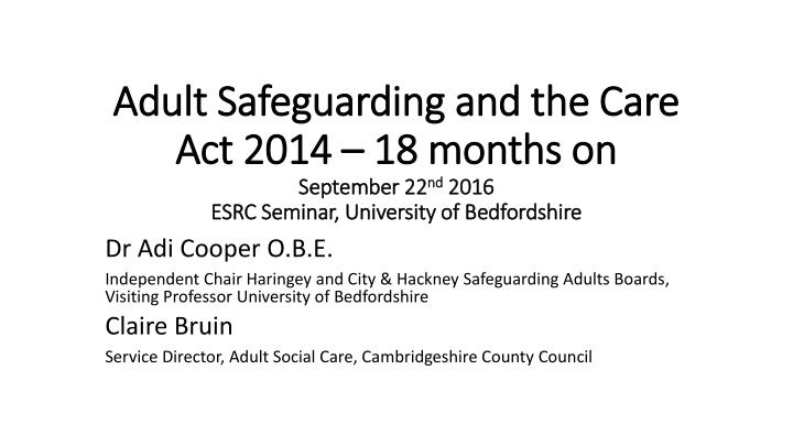 adult safeguarding and the care adult n.w
