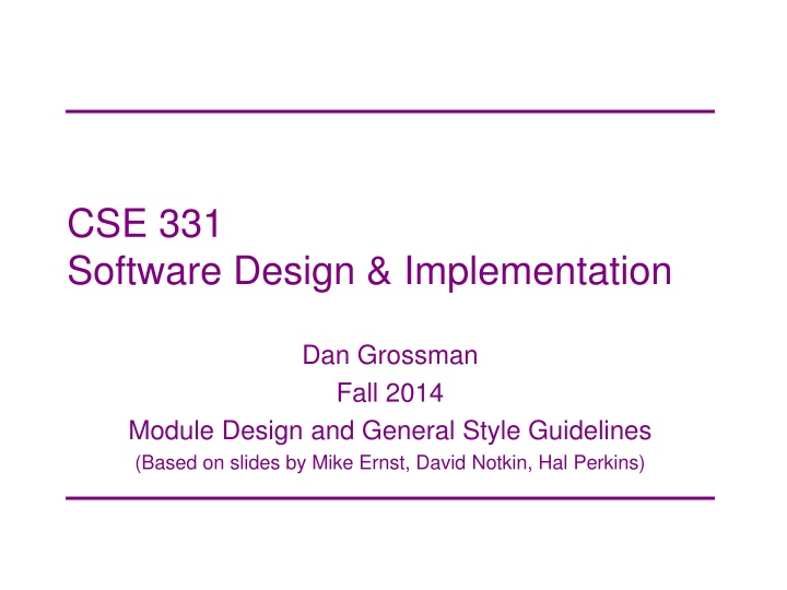 cse 331 software design implementation n.w