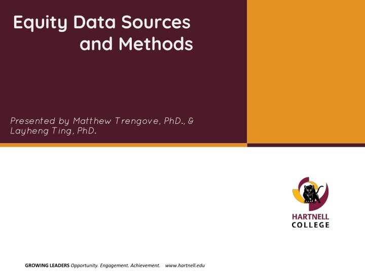 equity data sources and methods n.w