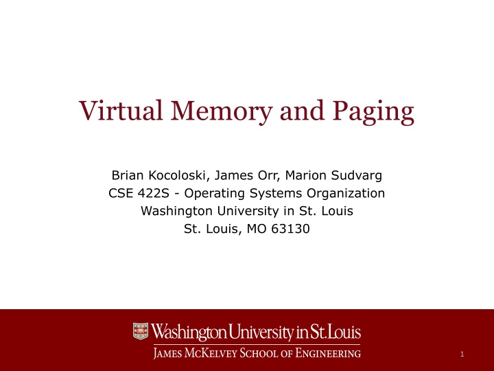 virtual memory and paging n.w