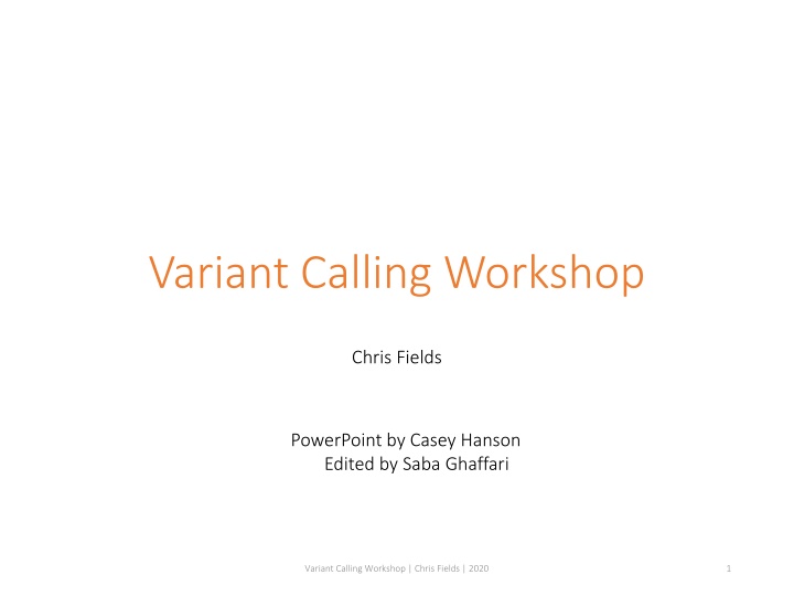 variant calling workshop n.w