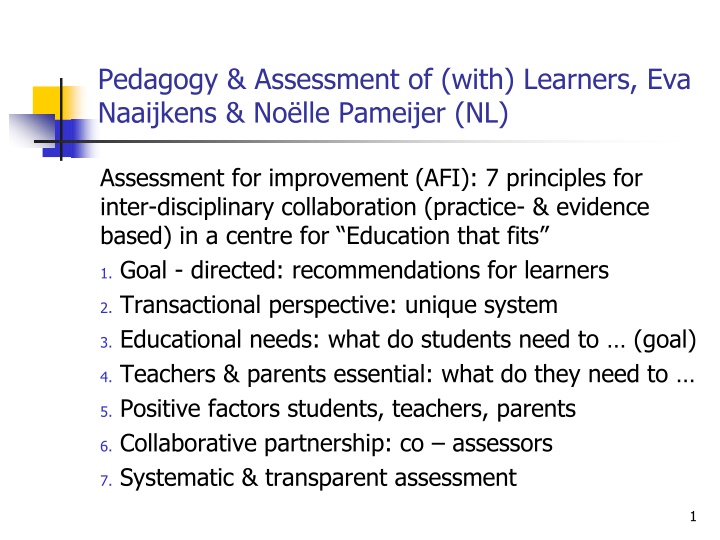 pedagogy assessment of with learners n.w