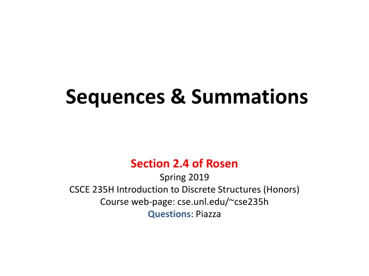 sequences summations n.w