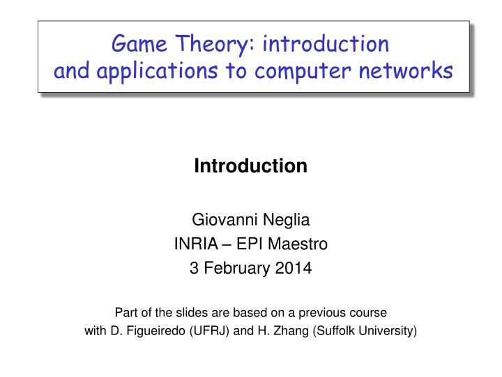 game theory introduction and applications n.w