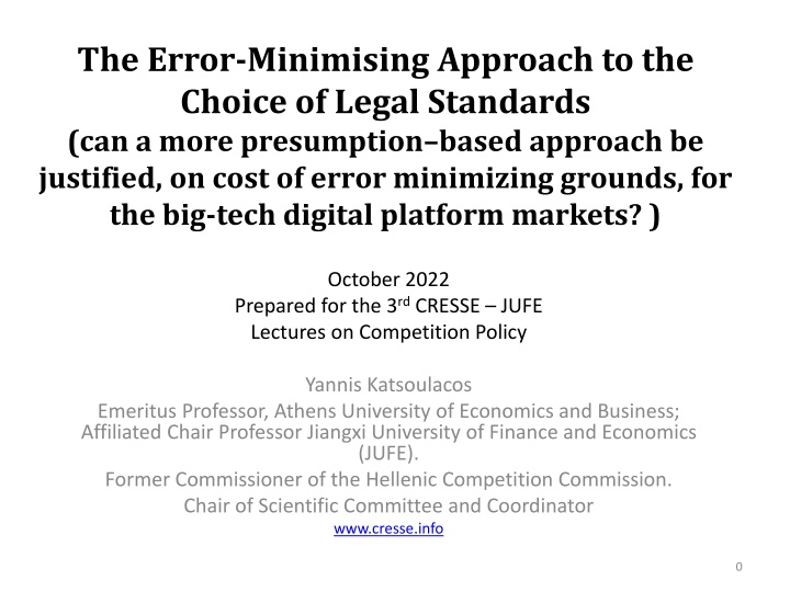 the error minimising approach to the choice n.w