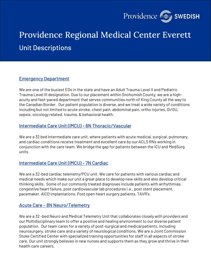 providence regional medical center everett unit n.w