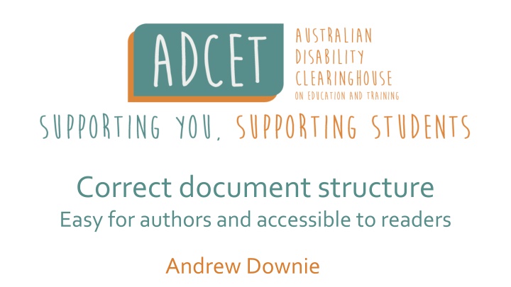 correct document structure easy for authors n.w